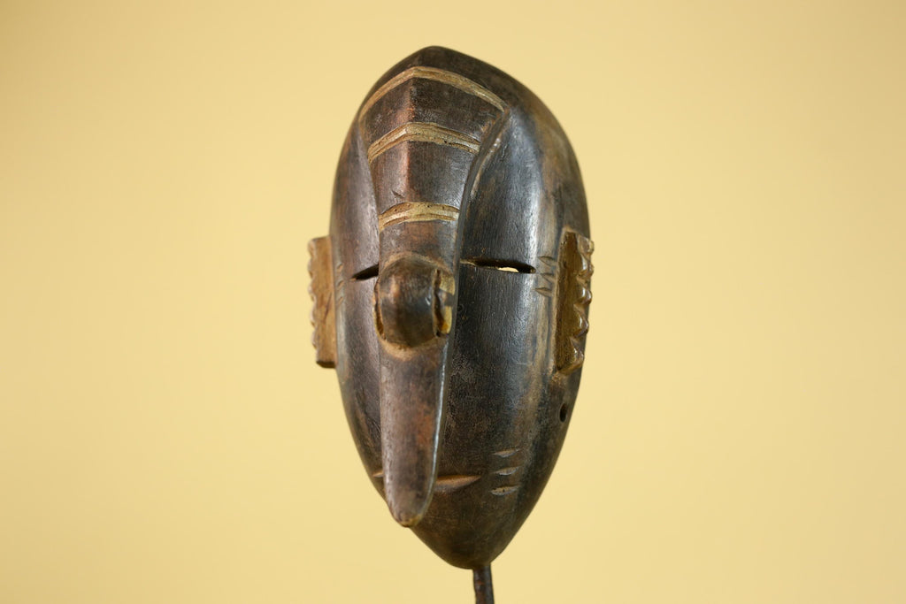 African Elongated Face Mask, Hand Carved Wooden Tribal Ritual Art- G6263