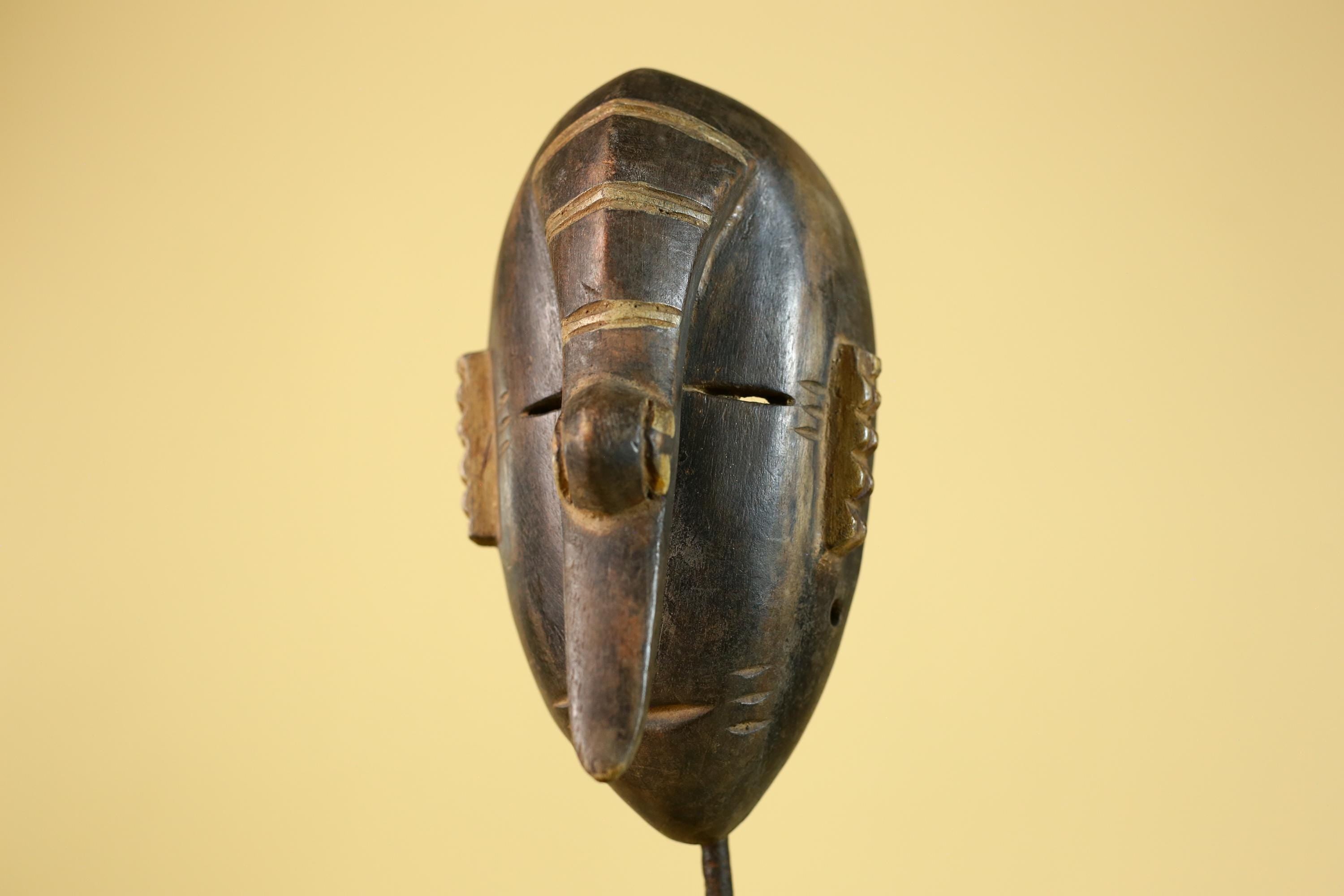 African Elongated Face Mask, Hand Carved Wooden Tribal Ritual Art- G6263