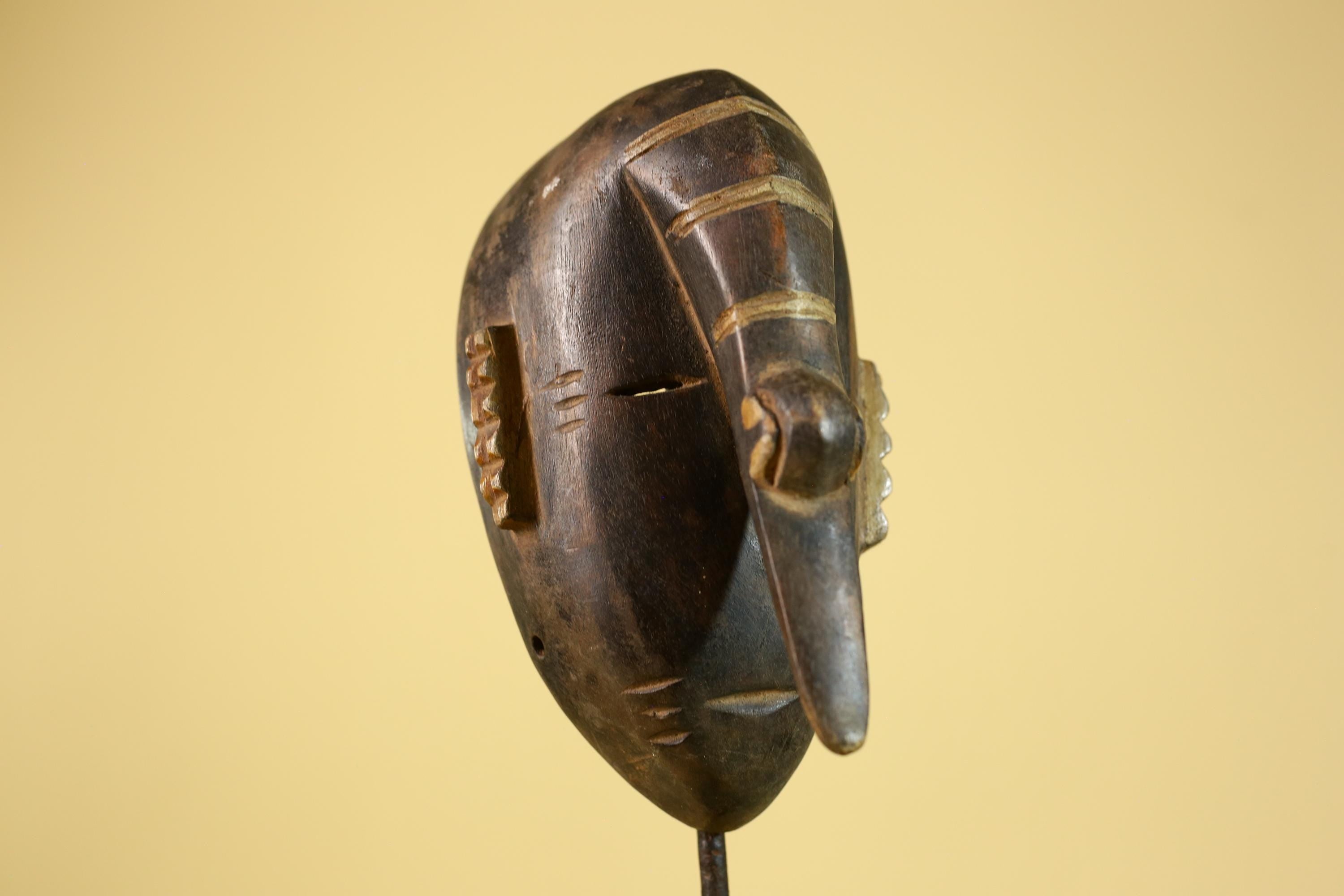 African Elongated Face Mask, Hand Carved Wooden Tribal Ritual Art- G6263