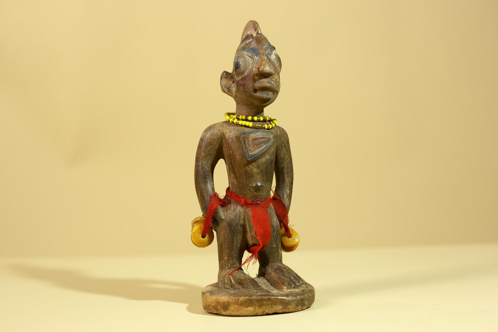 African Wooden Standing Figure- Tribal Art Hand Carved Vintage Statue-G6198