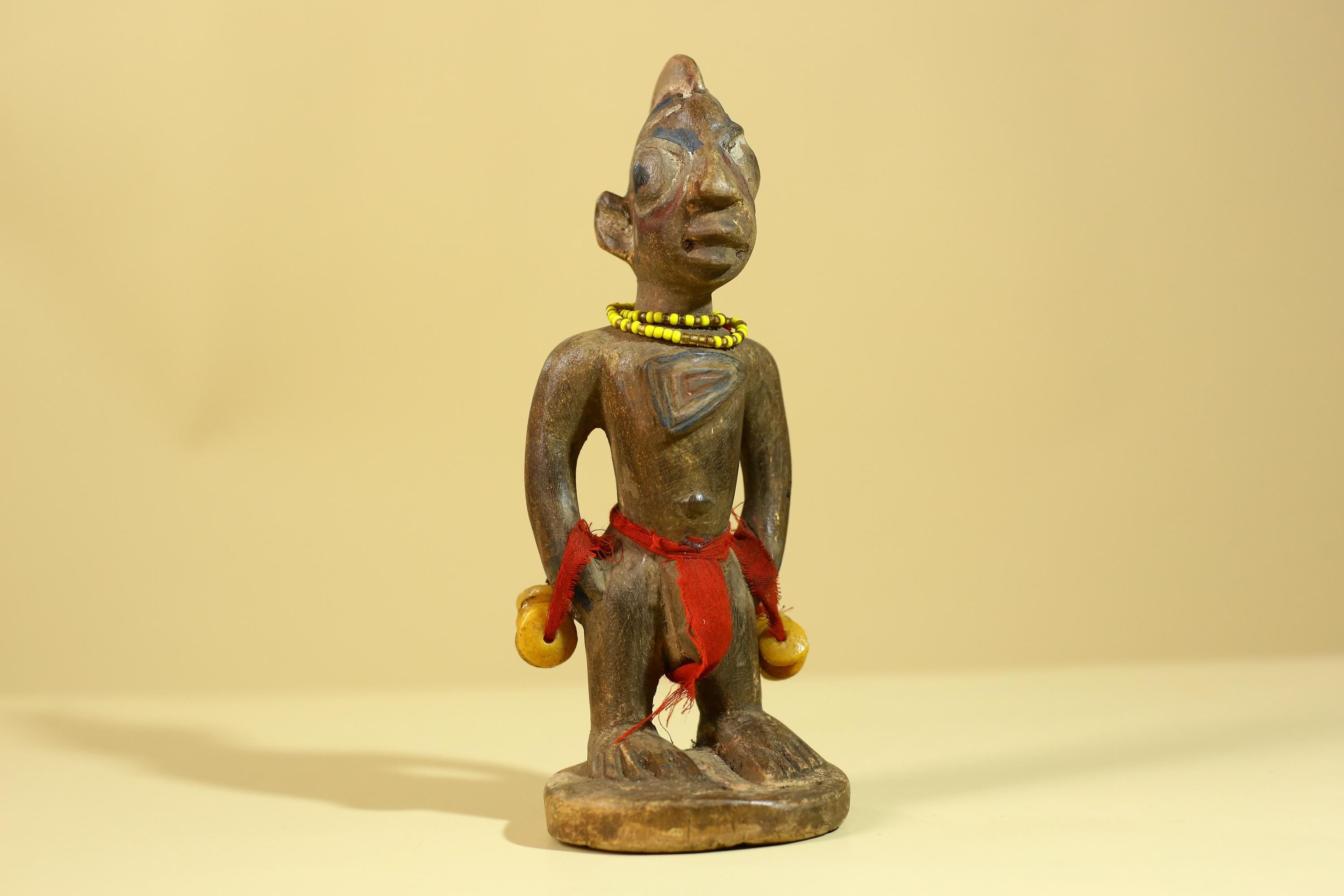 African Wooden Standing Figure- Tribal Art Hand Carved Vintage Statue-G6198