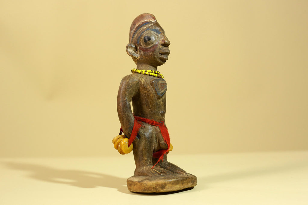 African Wooden Standing Figure- Tribal Art Hand Carved Vintage Statue-G6198
