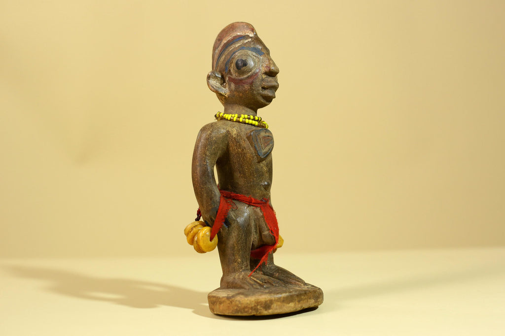 African Wooden Standing Figure- Tribal Art Hand Carved Vintage Statue-G6198
