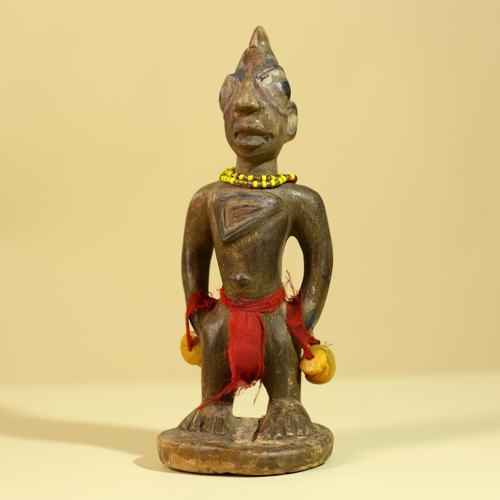 African Wooden Standing Figure- Tribal Art Hand Carved Vintage Statue-G6198