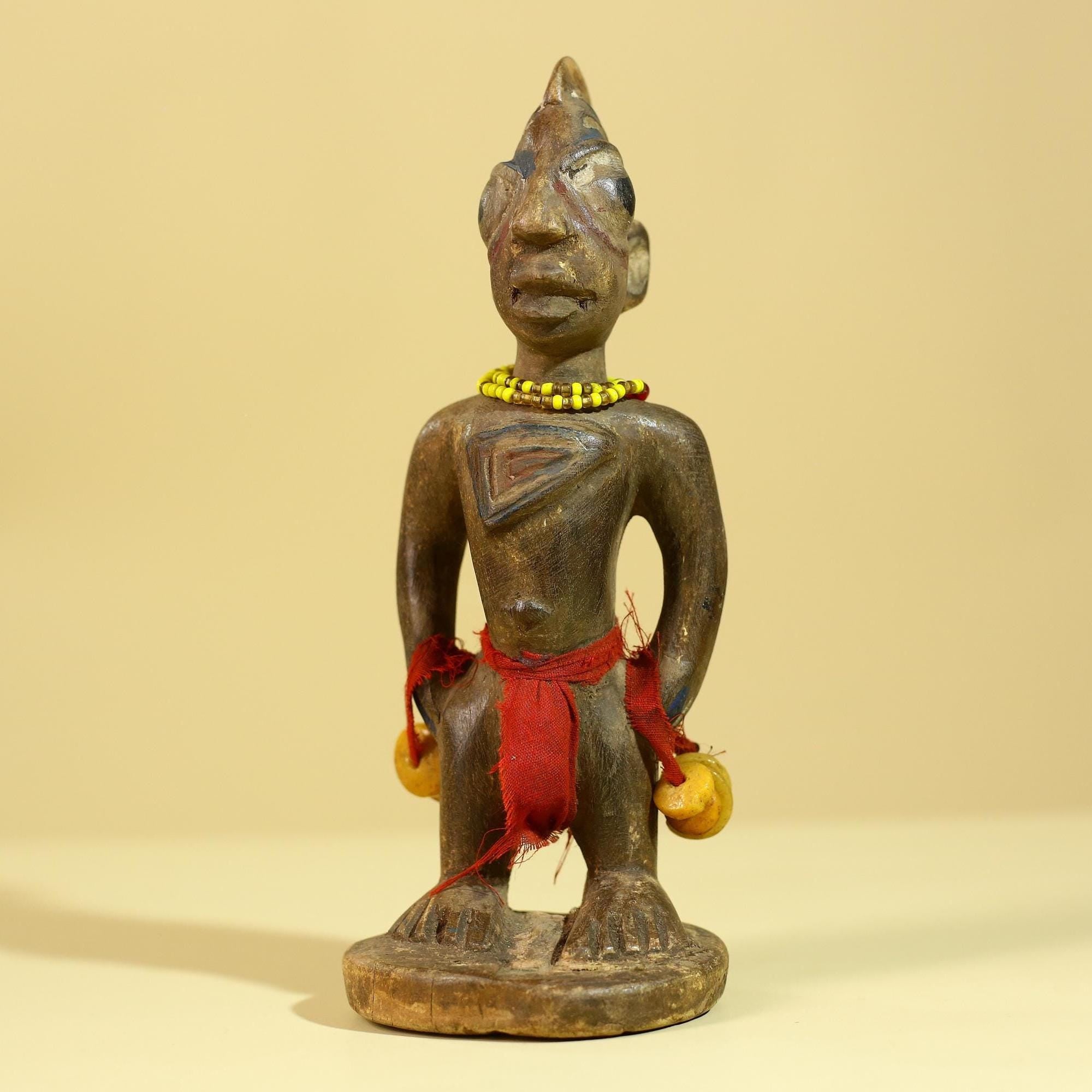 African Wooden Standing Figure- Tribal Art Hand Carved Vintage Statue-G6198