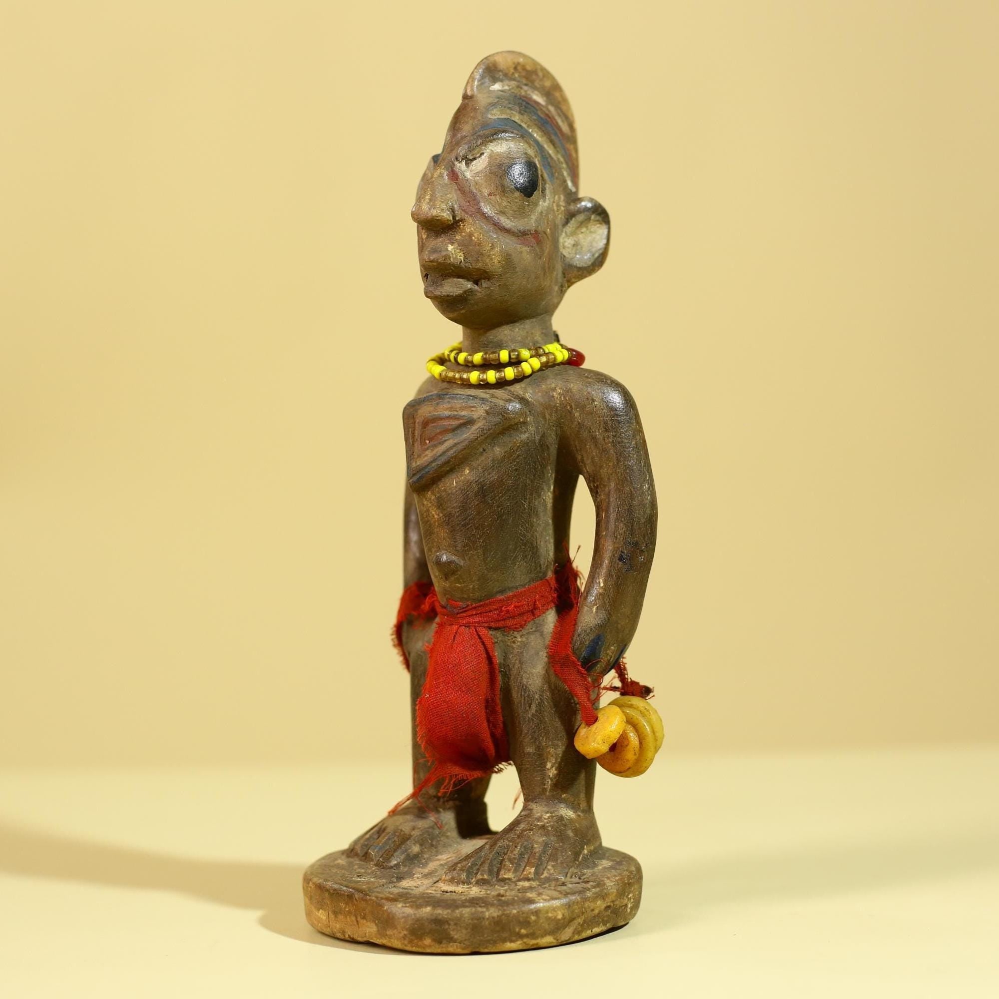 African Wooden Standing Figure- Tribal Art Hand Carved Vintage Statue-G6198