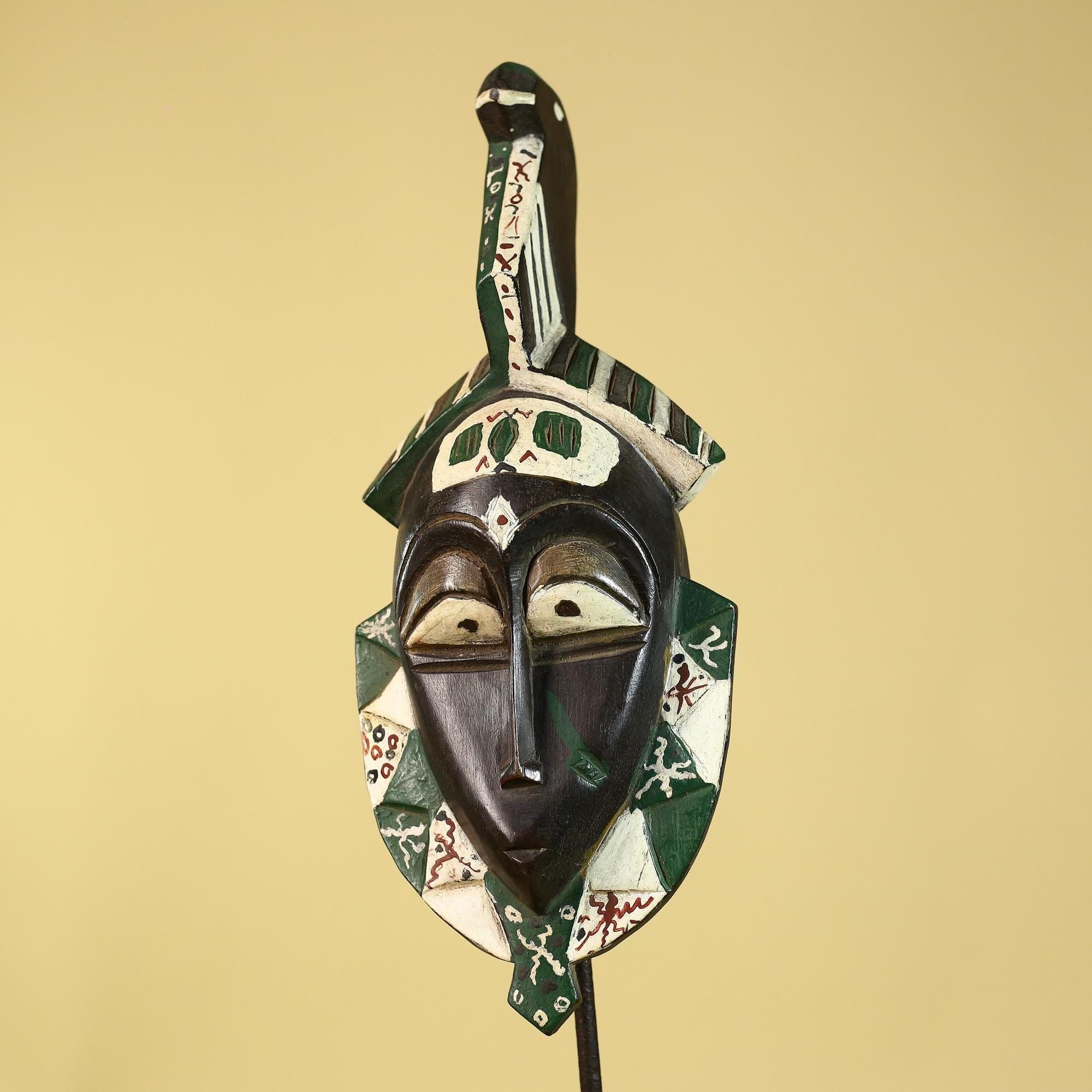 Hand Carved African Tribal Mask–Painted Wooden Ritual Mask For Wall Decor-G6200