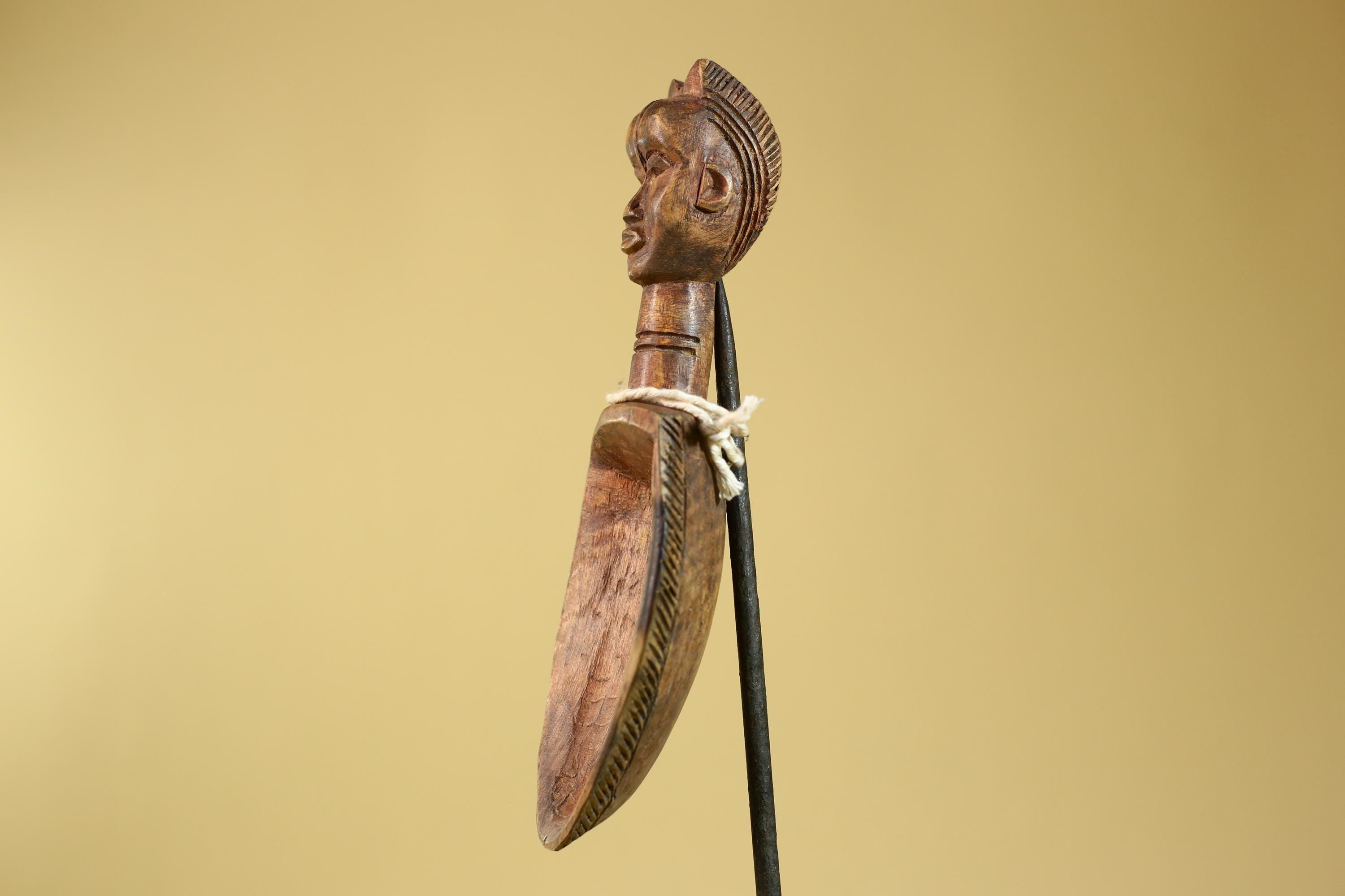 African Wood Spoon with Carved Figure – Hand Carved Wooden Tribal Art-G6266