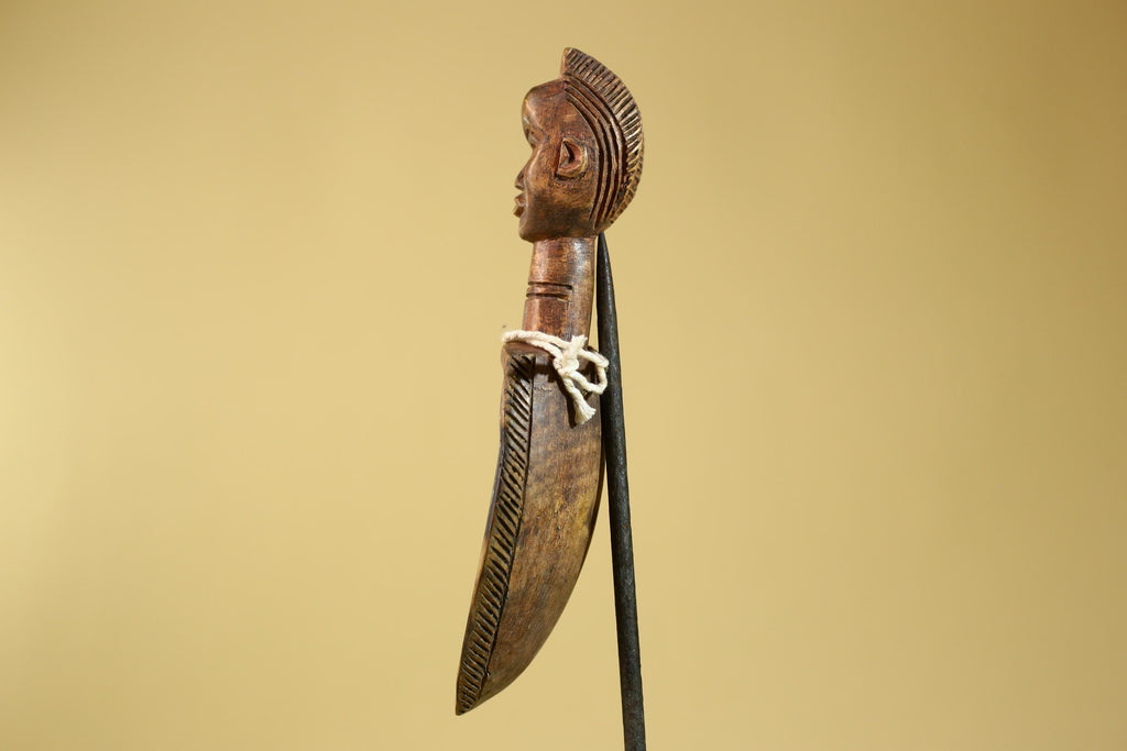 African Wood Spoon with Carved Figure – Hand Carved Wooden Tribal Art-G6266