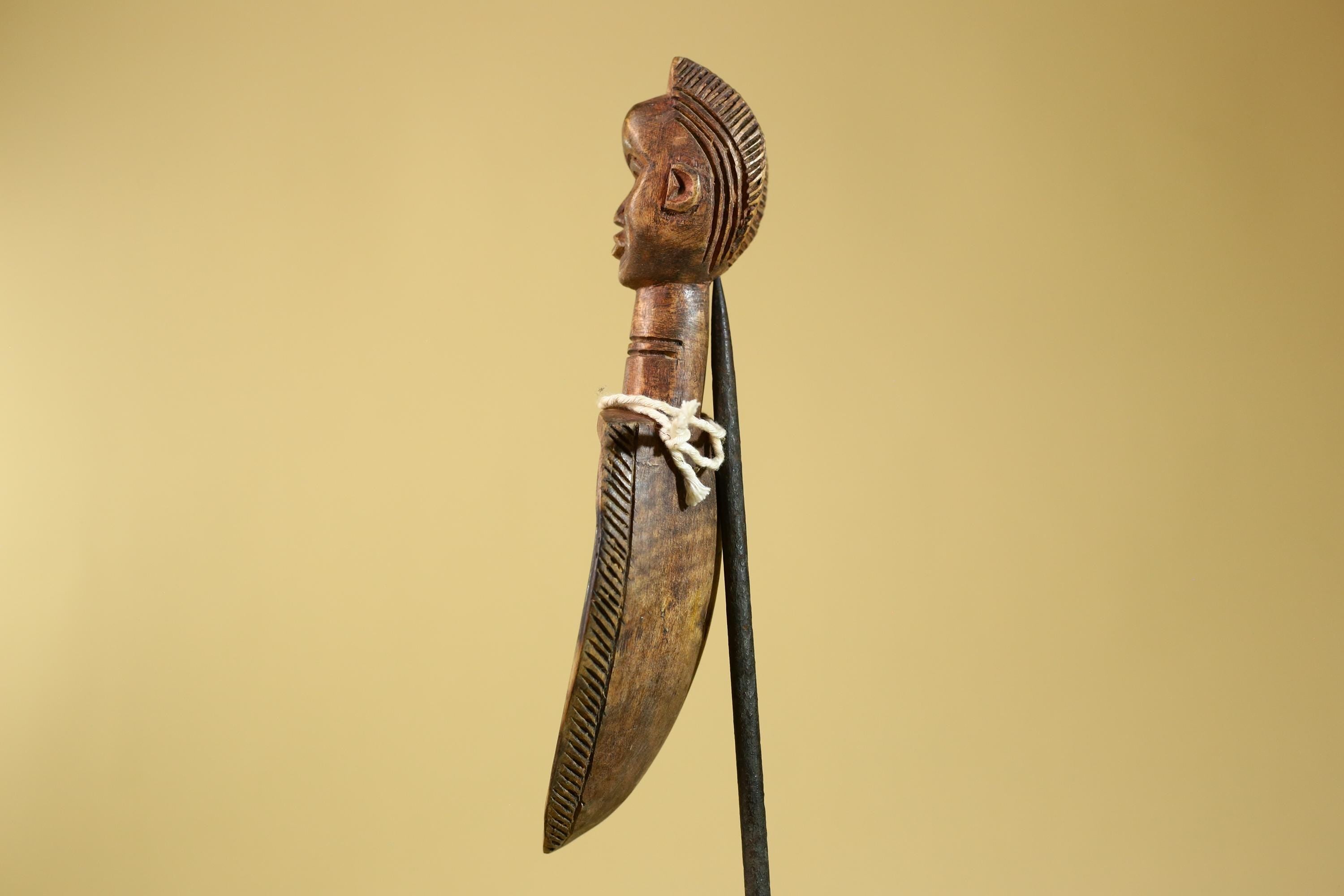 African Wood Spoon with Carved Figure – Hand Carved Wooden Tribal Art-G6266