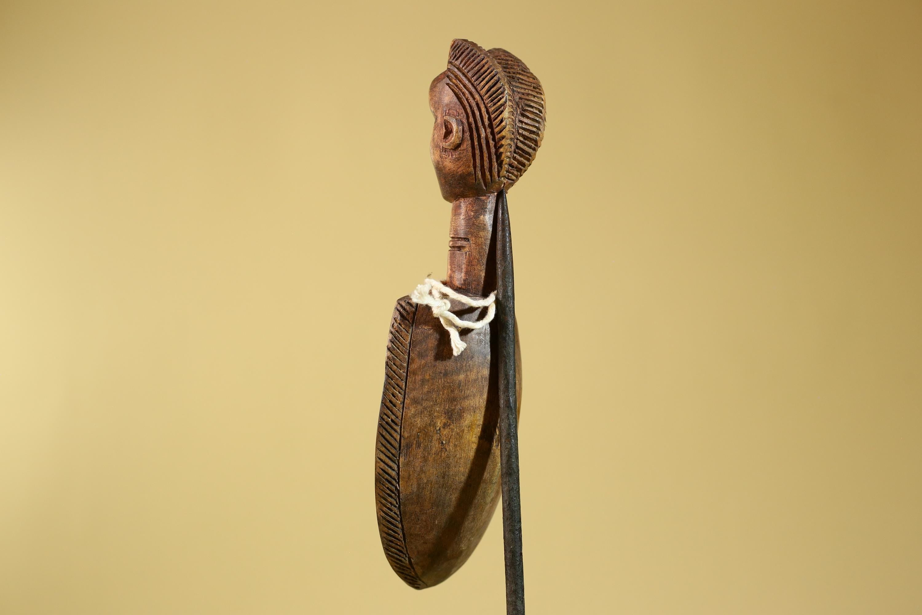African Wood Spoon with Carved Figure – Hand Carved Wooden Tribal Art-G6266