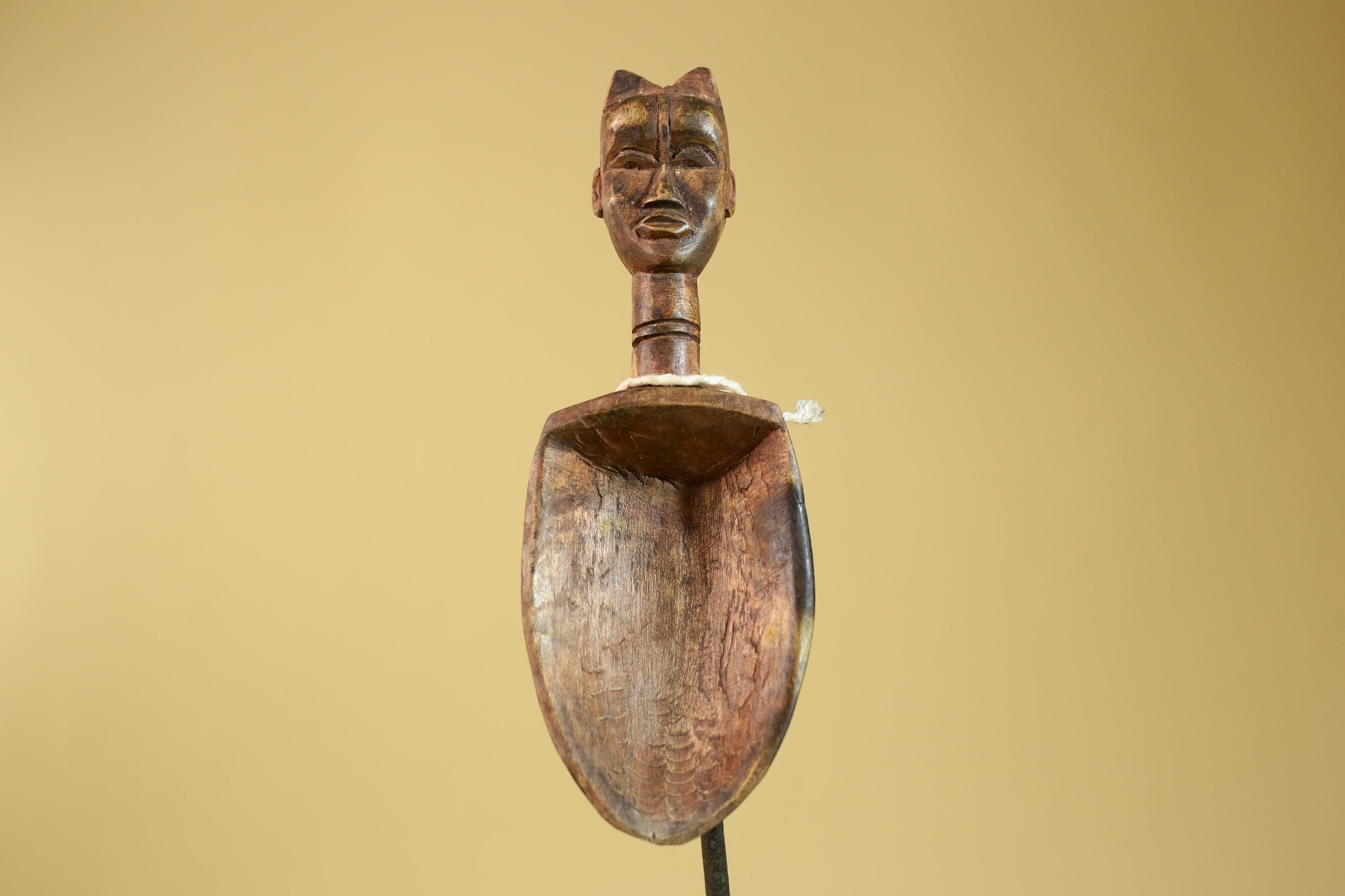 African Wood Spoon with Carved Figure – Hand Carved Wooden Tribal Art-G6266