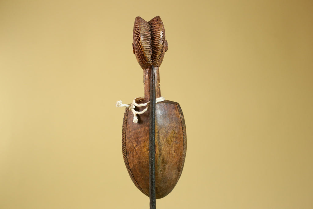 African Wood Spoon with Carved Figure – Hand Carved Wooden Tribal Art-G6266