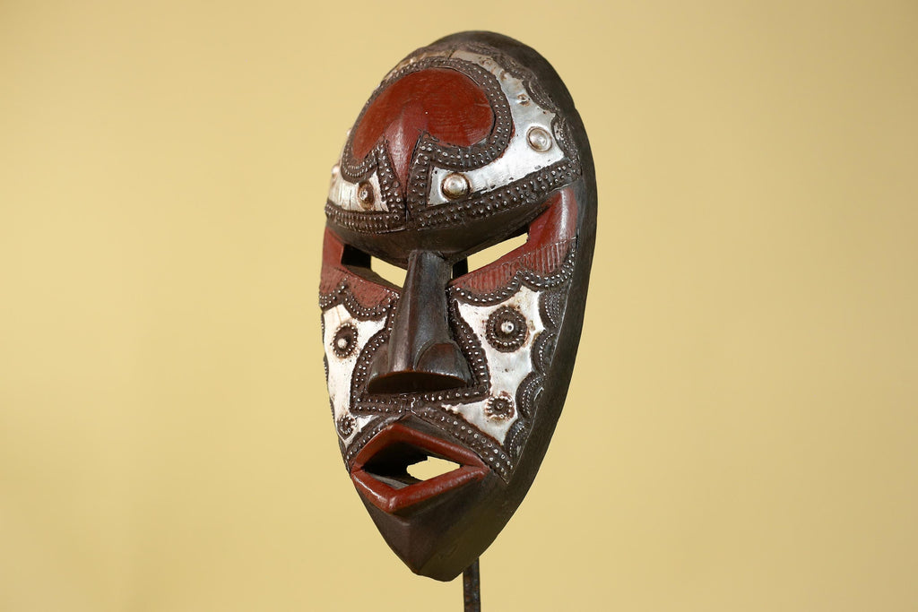 African Mask Tribal Wooden Mask- Wall Art Hand Carved Ceremonial Mask-G6201