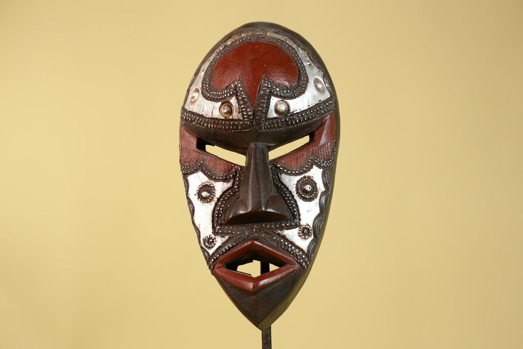 African Mask Tribal Wooden Mask- Wall Art Hand Carved Ceremonial Mask-G6201