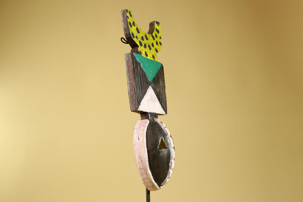 African Wood Mask, Hand Carved Bwa Plank from Burkina Faso Wall decor- G6268