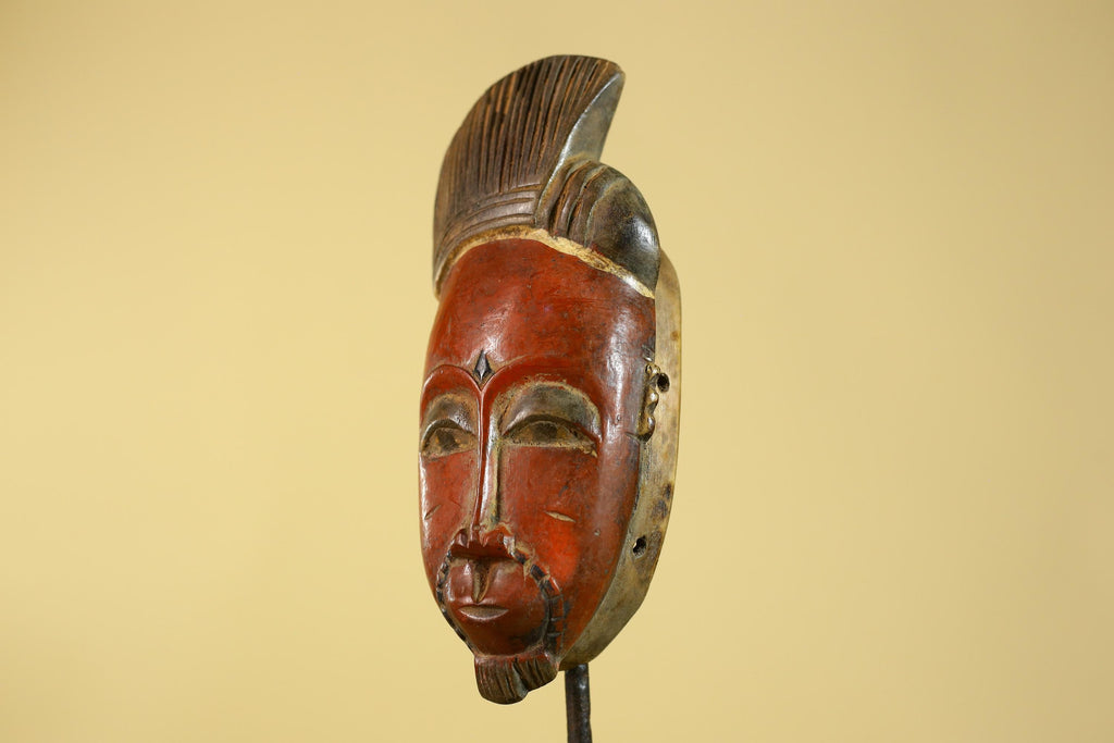 Hand Carved African Mask in Baule Style – Wooden Tribal Wall Art-G6203