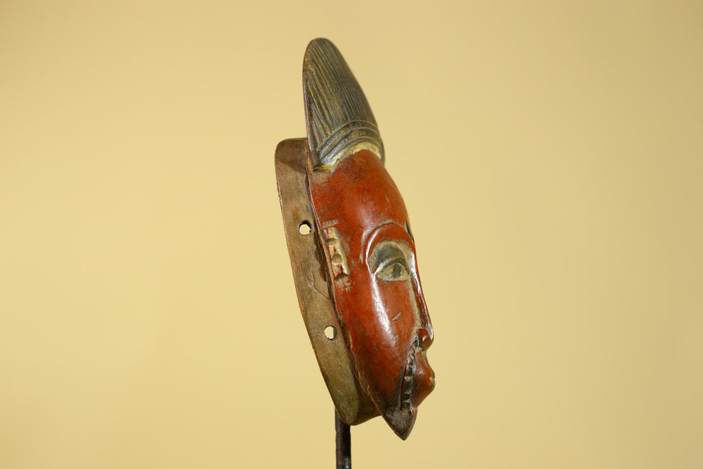Hand Carved African Mask in Baule Style – Wooden Tribal Wall Art-G6203