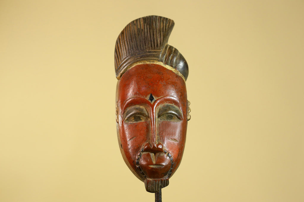 Hand Carved African Mask in Baule Style – Wooden Tribal Wall Art-G6203