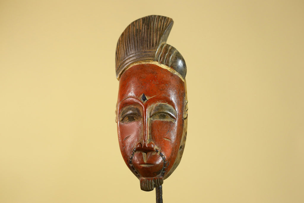 Hand Carved African Mask in Baule Style – Wooden Tribal Wall Art-G6203