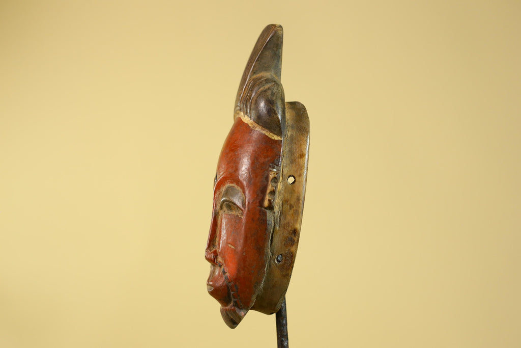 Hand Carved African Mask in Baule Style – Wooden Tribal Wall Art-G6203