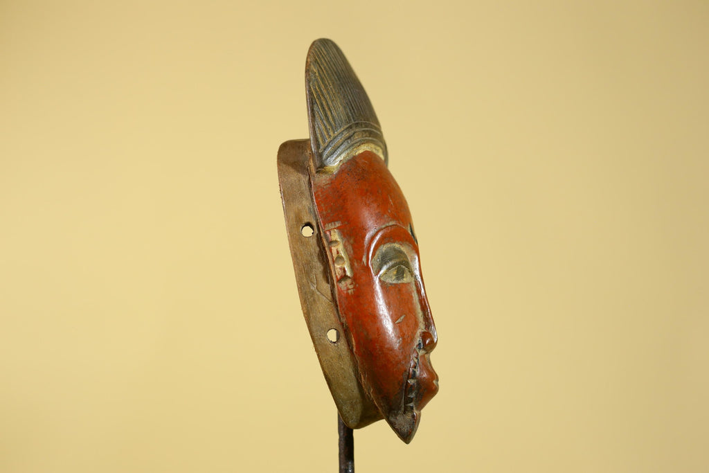 Hand Carved African Mask in Baule Style – Wooden Tribal Wall Art-G6203