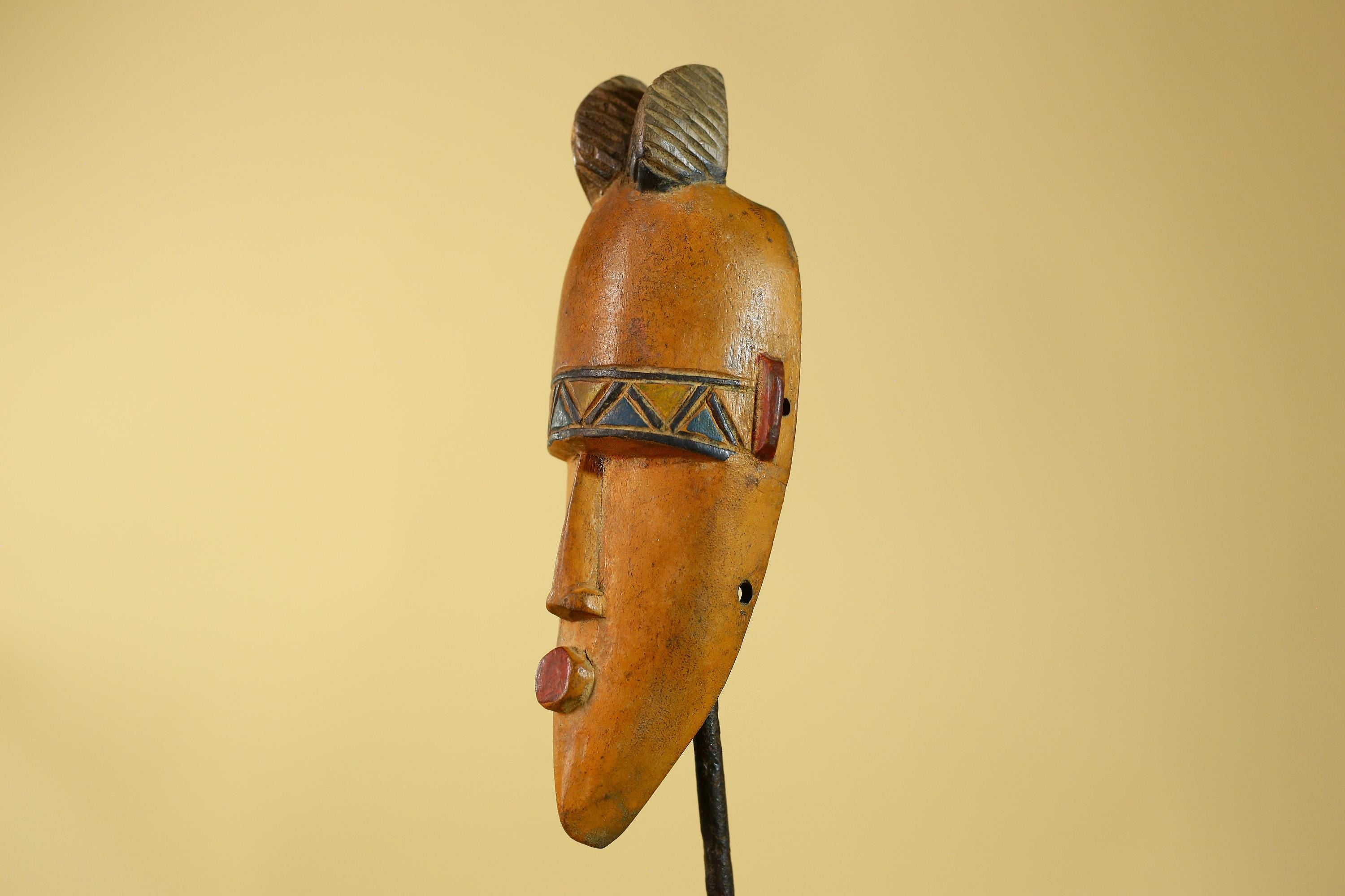 African Wooden Mask in Baule Style – Hand Carved Tribal African Art-G6204