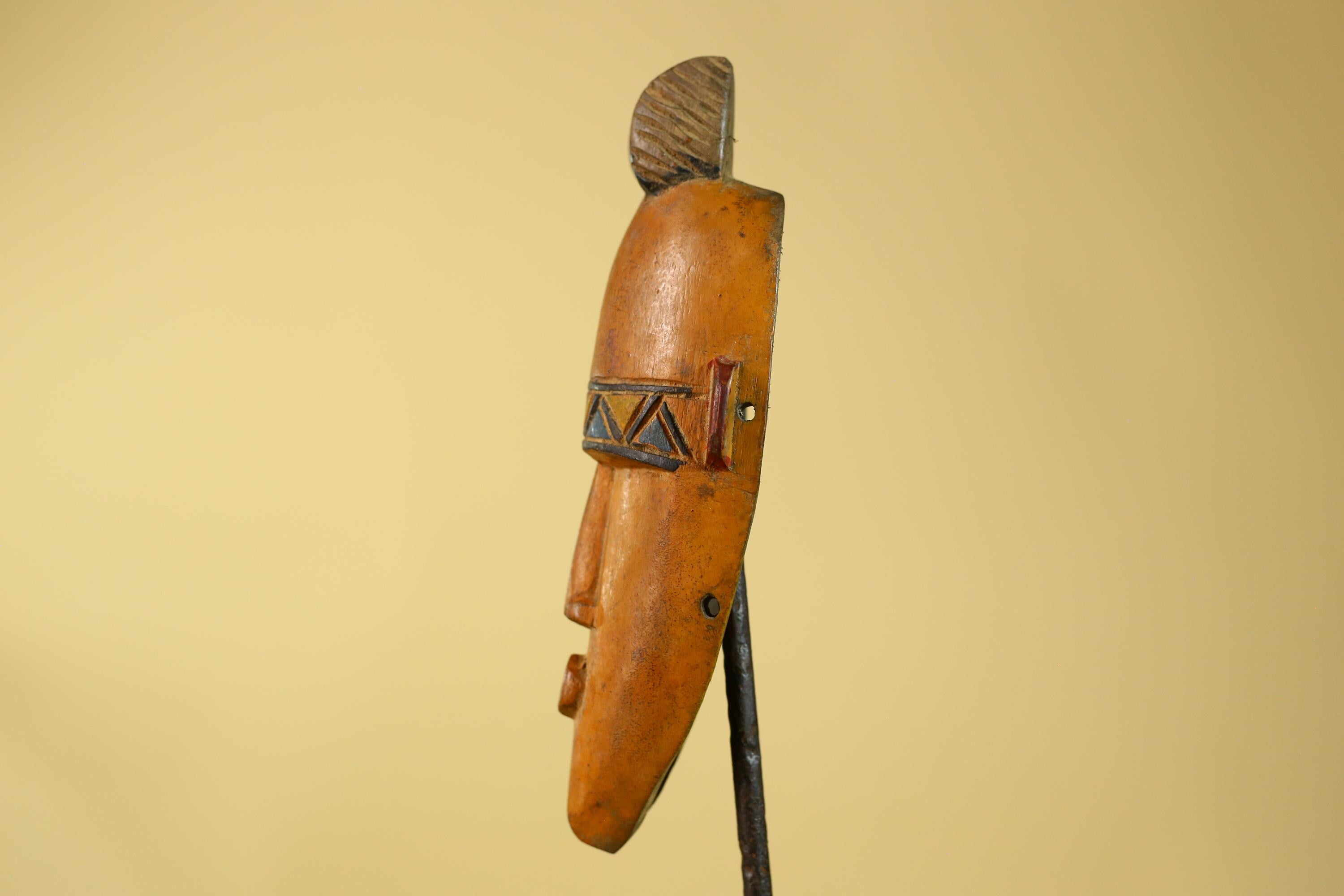 African Wooden Mask in Baule Style – Hand Carved Tribal African Art-G6204