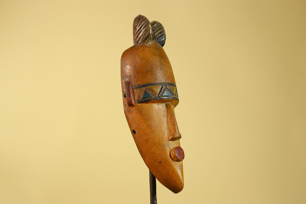 African Wooden Mask in Baule Style – Hand Carved Tribal African Art-G6204