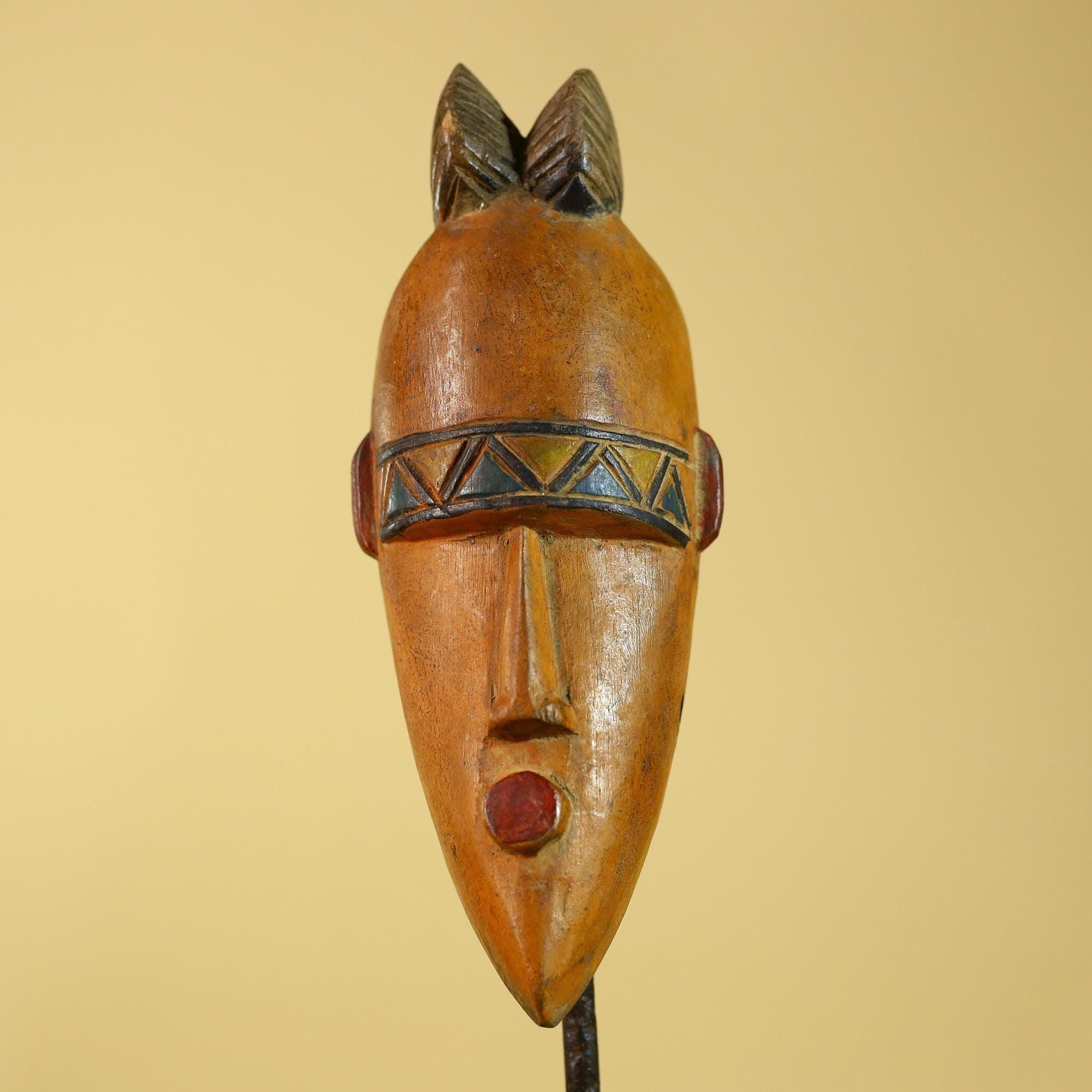 African Wooden Mask in Baule Style – Hand Carved Tribal African Art-G6204