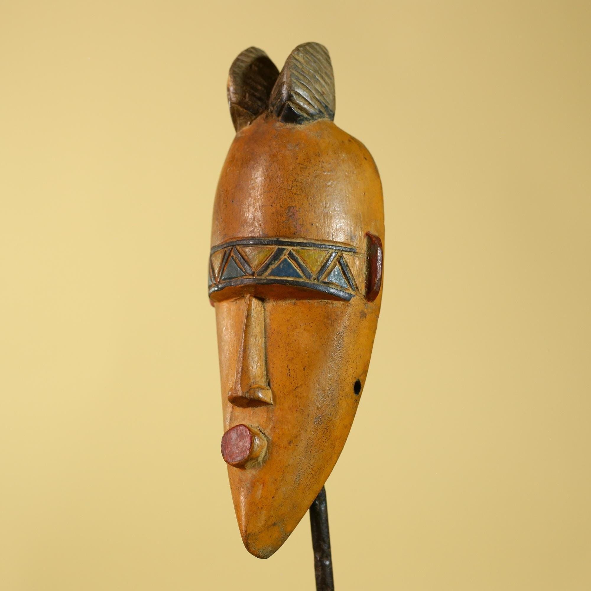 African Wooden Mask in Baule Style – Hand Carved Tribal African Art-G6204