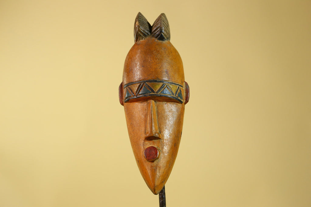 African Wooden Mask in Baule Style – Hand Carved Tribal African Art-G6204