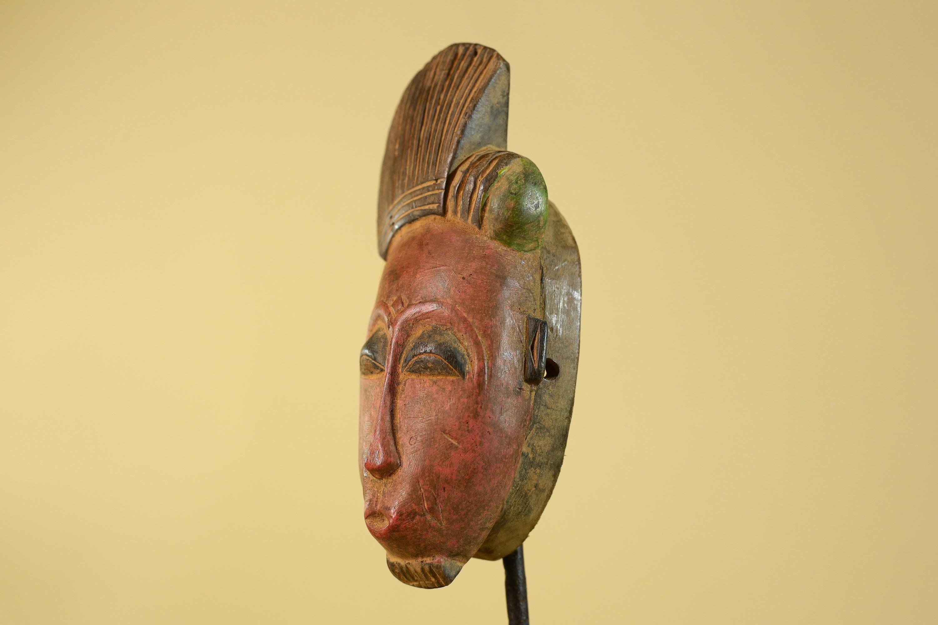 Hand Carved African Mask, Baule Style – Wooden Tribal Wall Art-G6205