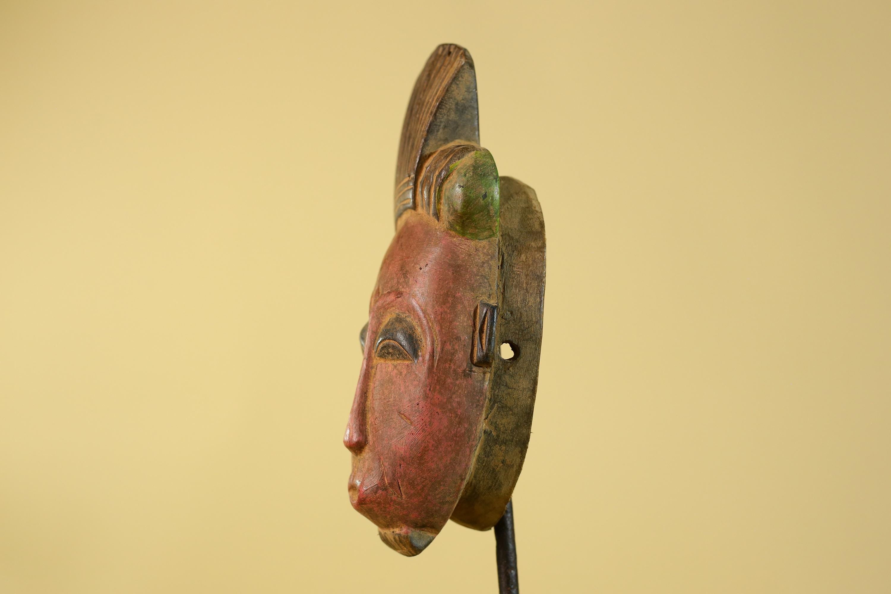 Hand Carved African Mask, Baule Style – Wooden Tribal Wall Art-G6205