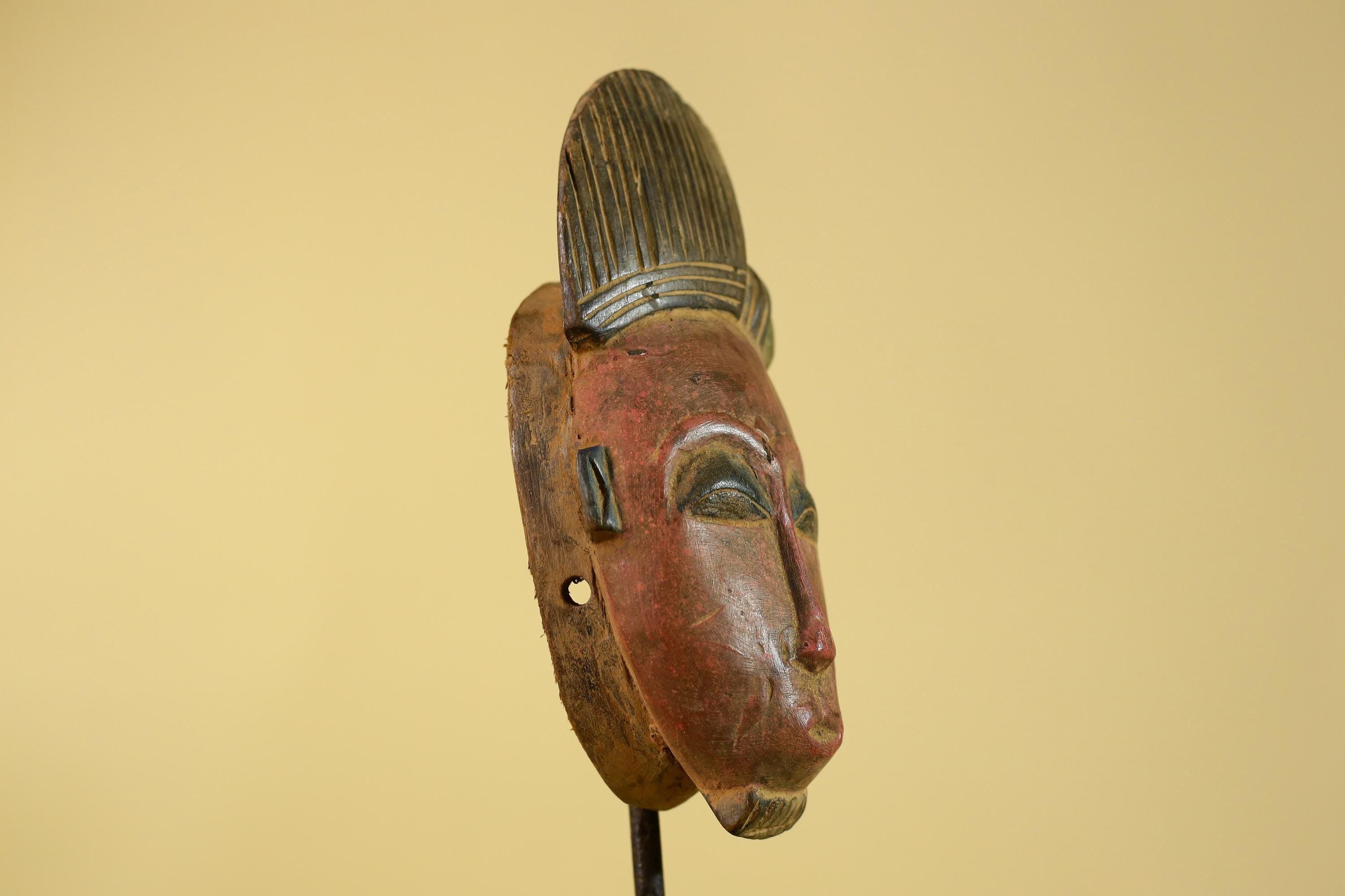 Hand Carved African Mask, Baule Style – Wooden Tribal Wall Art-G6205