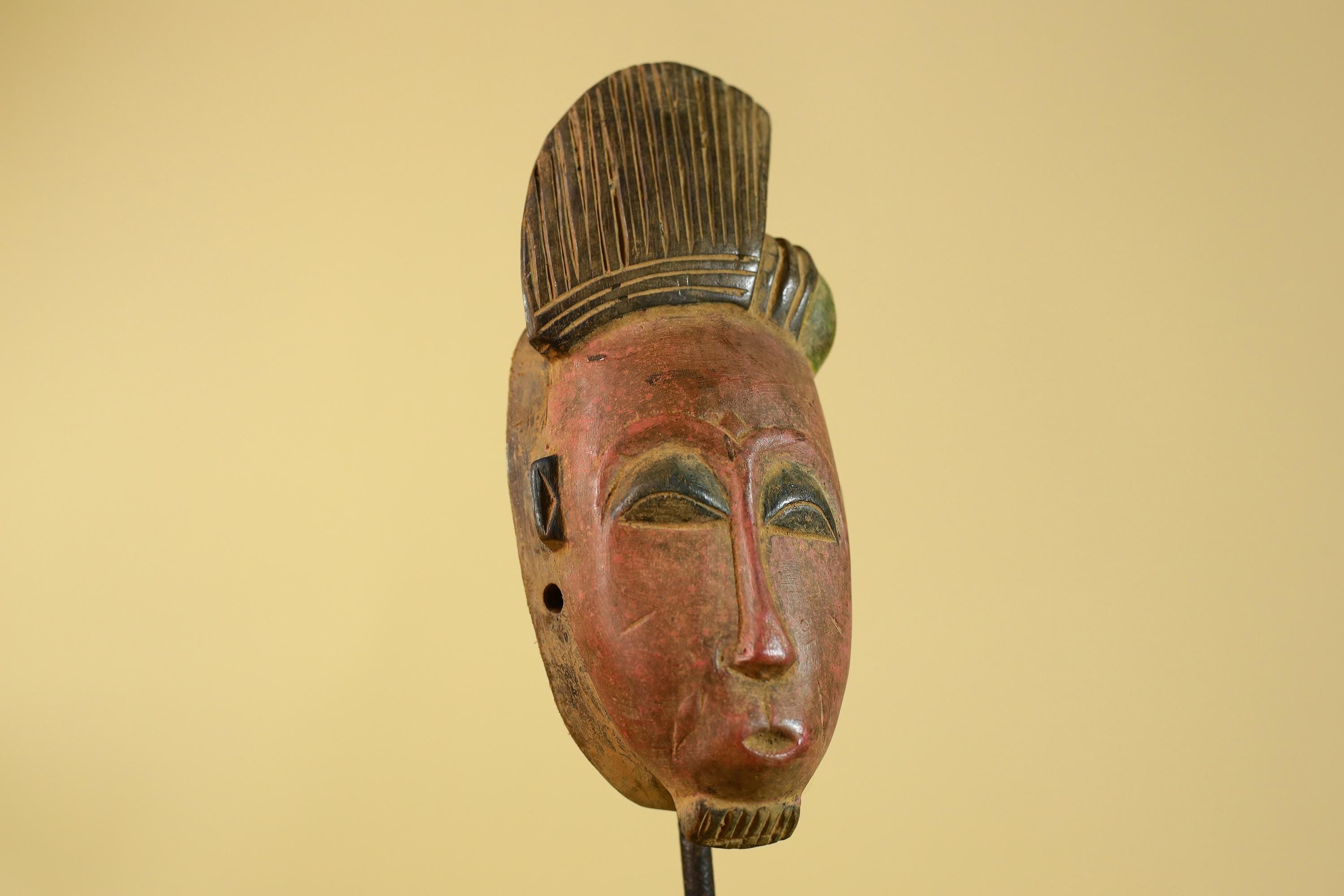 Hand Carved African Mask, Baule Style – Wooden Tribal Wall Art-G6205