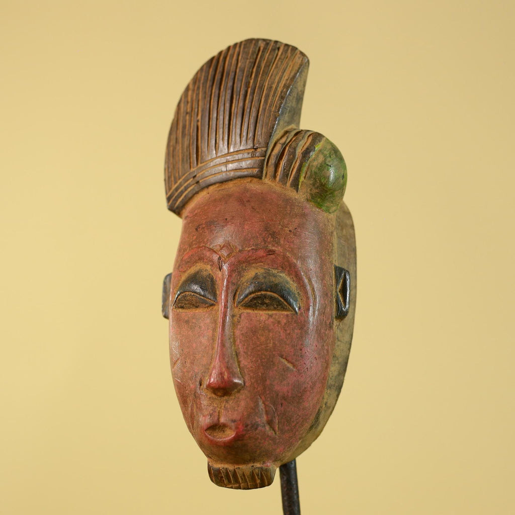 Hand Carved African Mask, Baule Style – Wooden Tribal Wall Art-G6205
