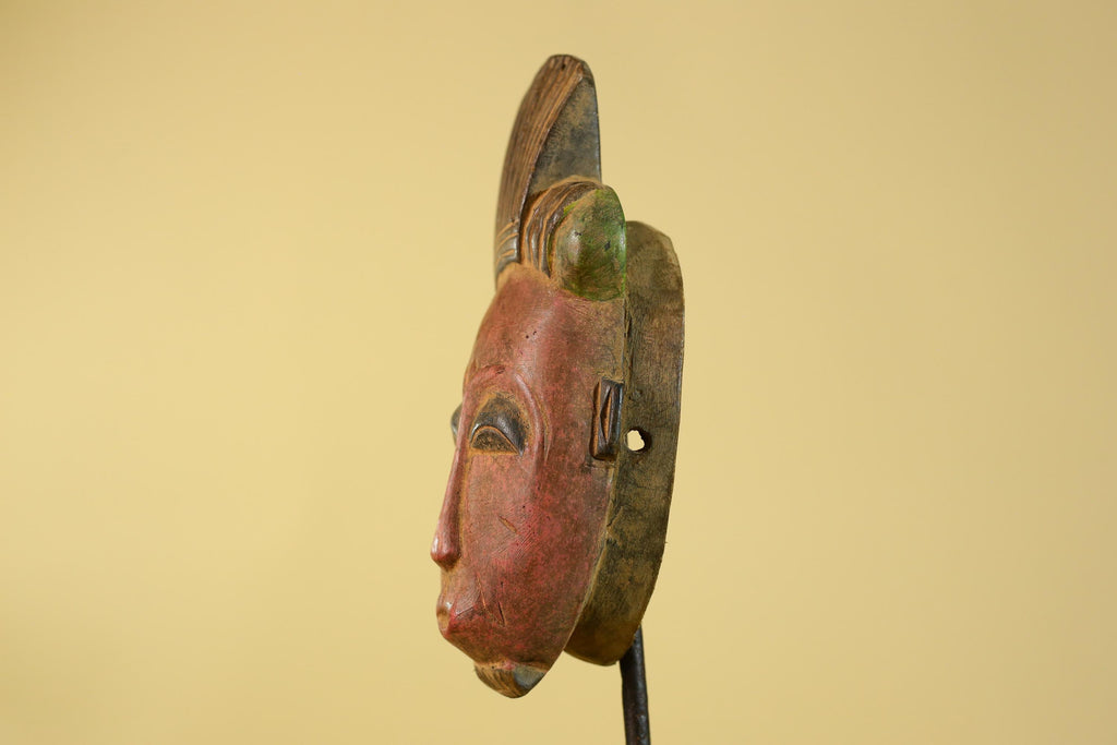 Hand Carved African Mask, Baule Style – Wooden Tribal Wall Art-G6205
