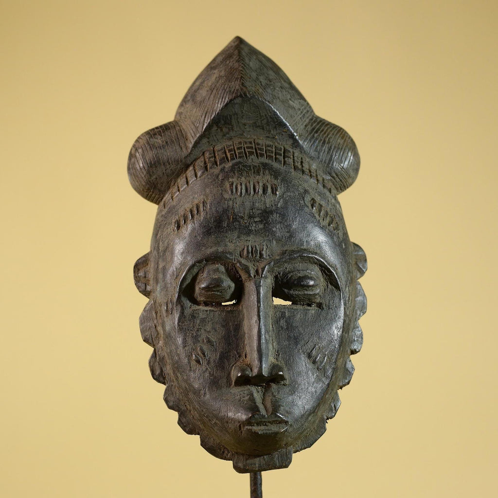 African Hand Carved Tribal Mask with Sculpted Headdress – Wooden Art- G6272