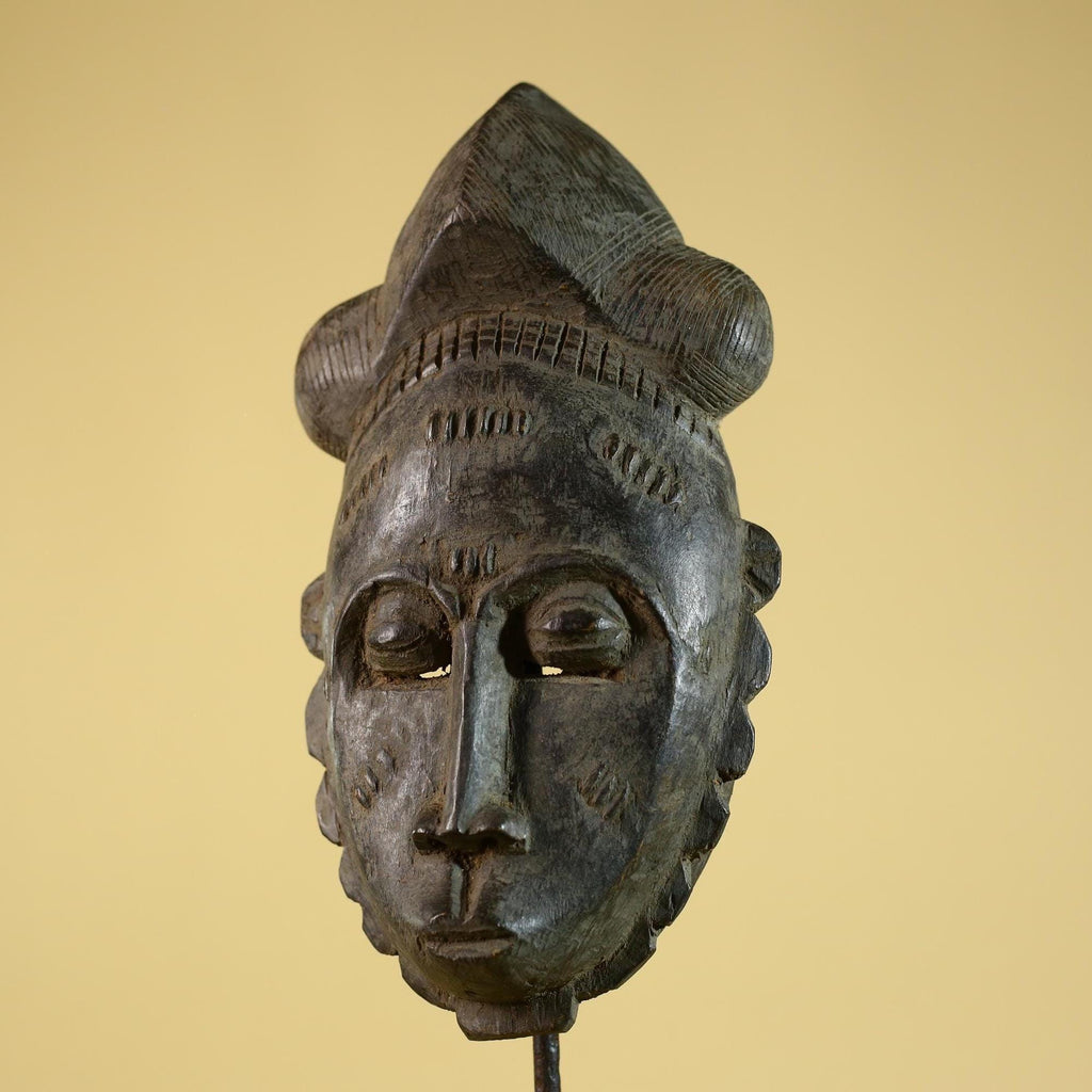 African Hand Carved Tribal Mask with Sculpted Headdress – Wooden Art- G6272