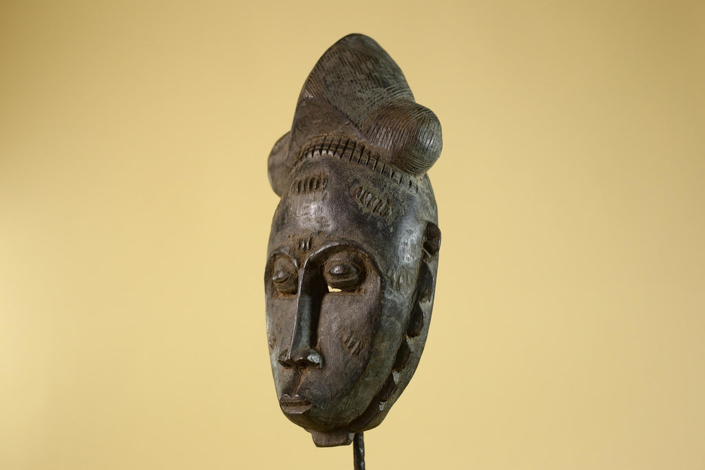 African Hand Carved Tribal Mask with Sculpted Headdress – Wooden Art- G6272