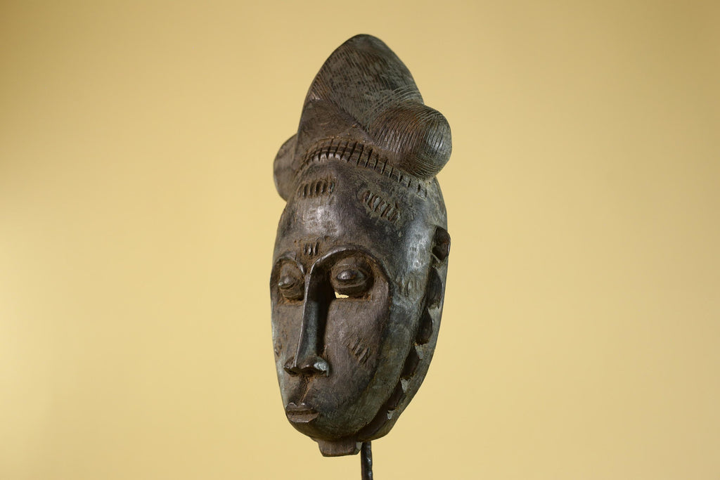 African Hand Carved Tribal Mask with Sculpted Headdress – Wooden Art- G6272