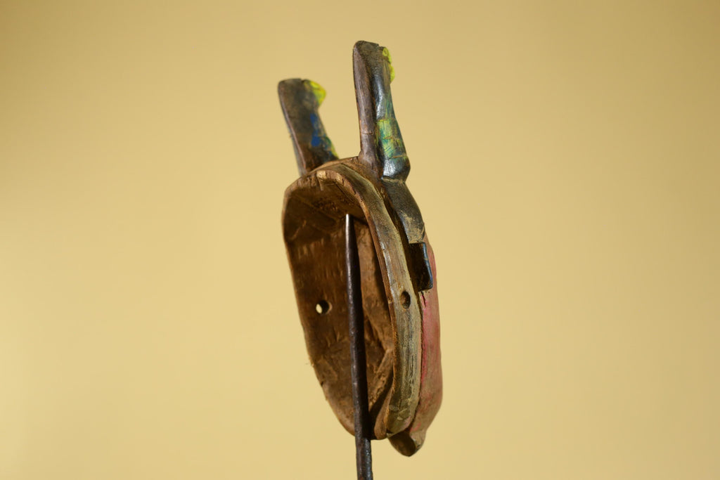 African Horned Mask – Hand Carved Tribal Wood Mask from West Africa-G6273