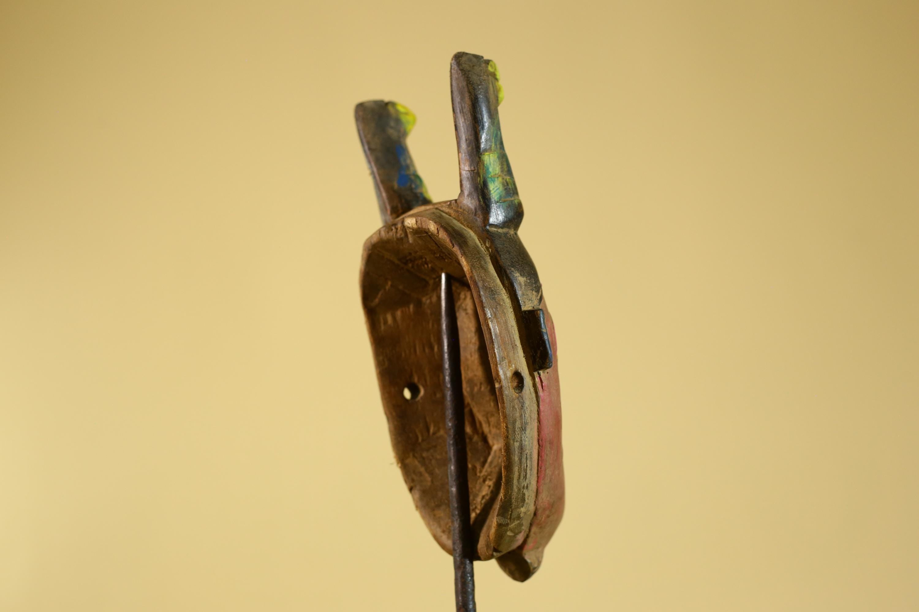 African Horned Mask – Hand Carved Tribal Wood Mask from West Africa-G6273
