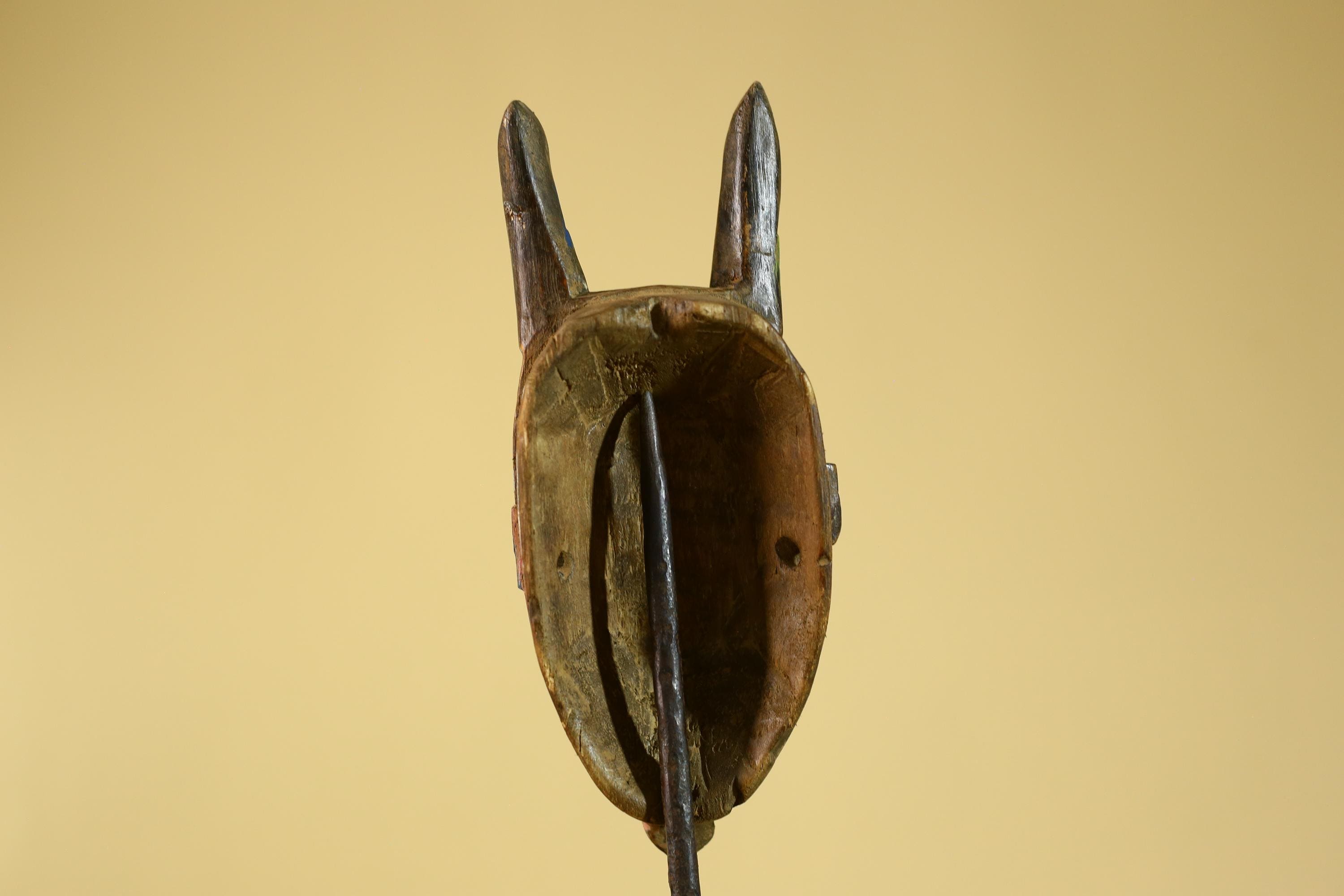African Horned Mask – Hand Carved Tribal Wood Mask from West Africa-G6273