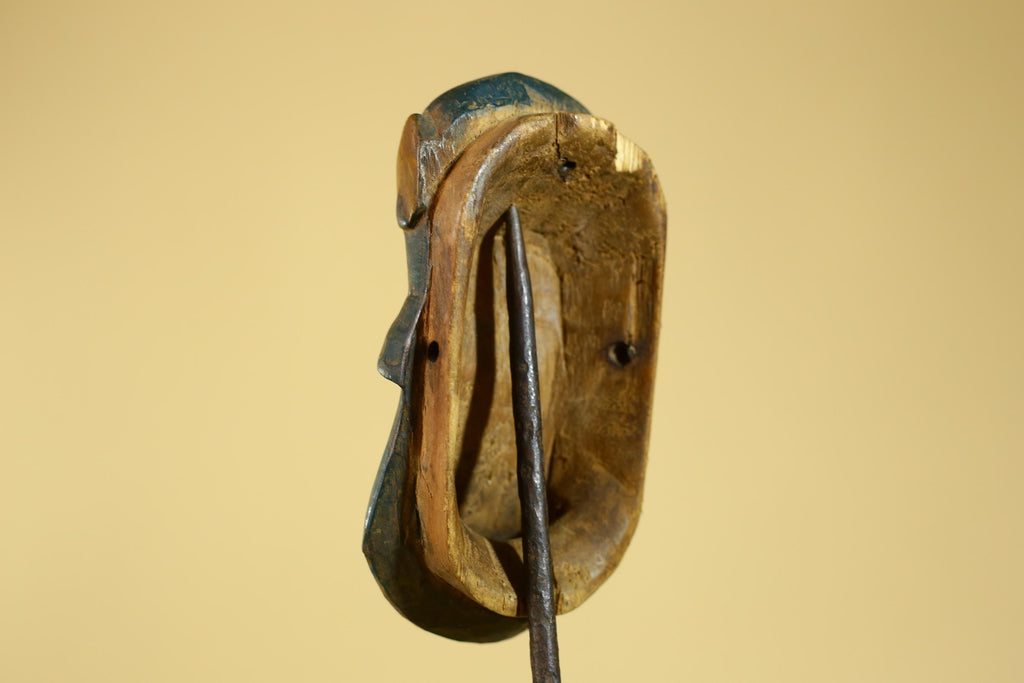 African Baule Mask – Hand Carved Blue Tribal Wood Wall decor-G6274