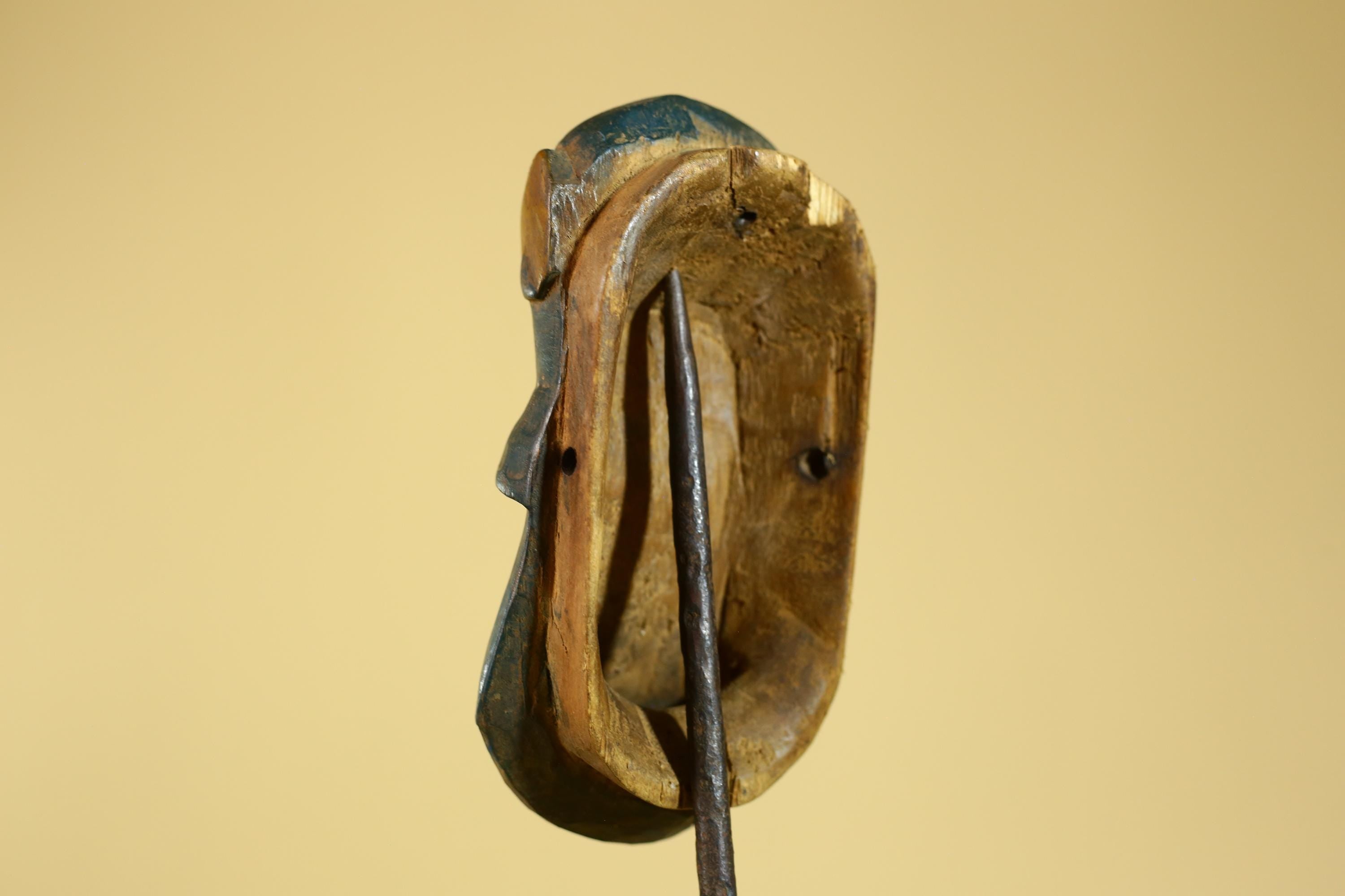 African Baule Mask – Hand Carved Blue Tribal Wood Wall decor-G6274