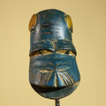 African Baule Mask – Hand Carved Blue Tribal Wood Wall decor-G6274