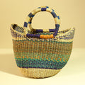 Handwoven African Bolga Basket • Multicolor Grass Market Tote from Ghana-G6276