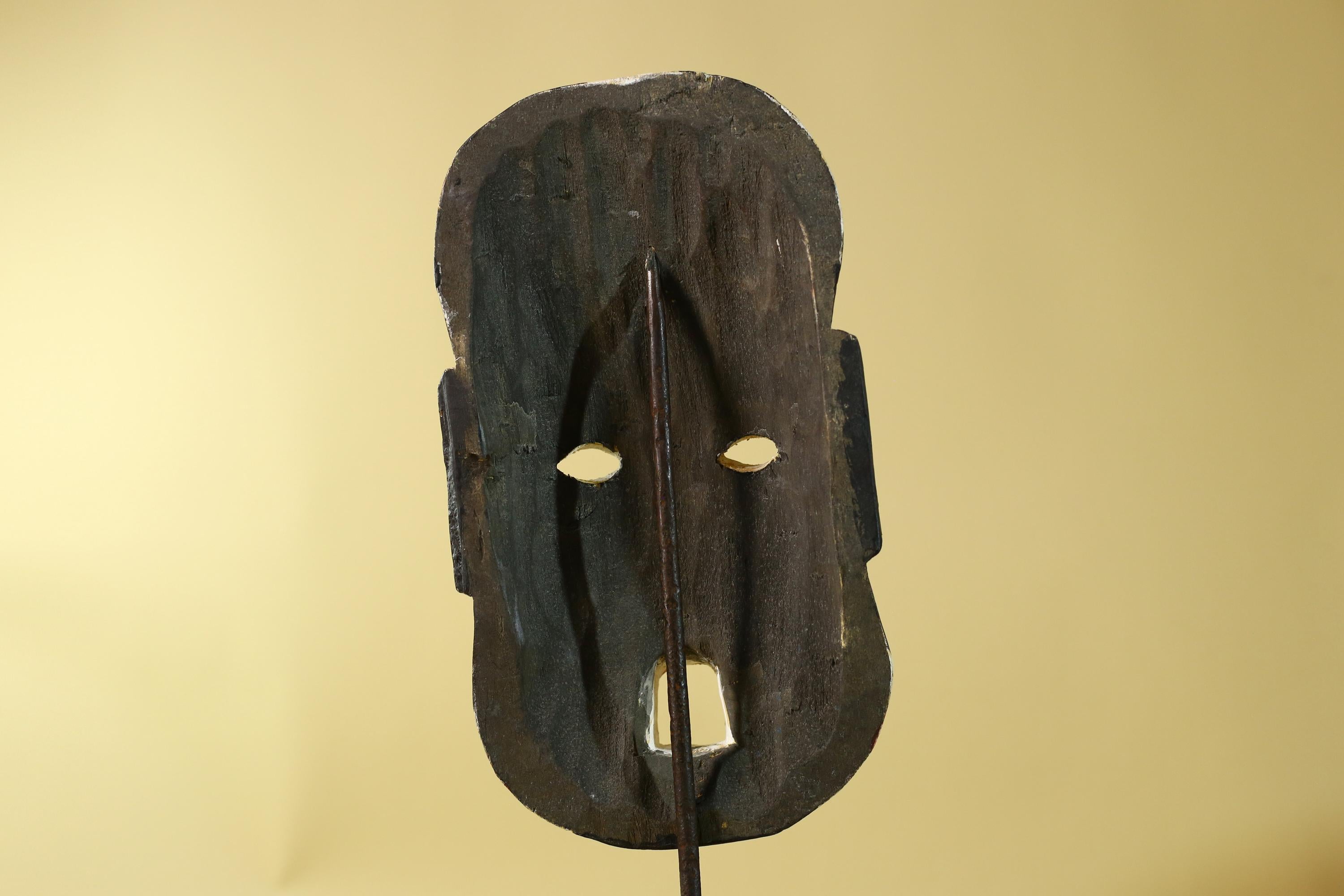 African Tribal Wall Art Kifwebe Mask, Songye Congo Striped Carved Wood-G6206